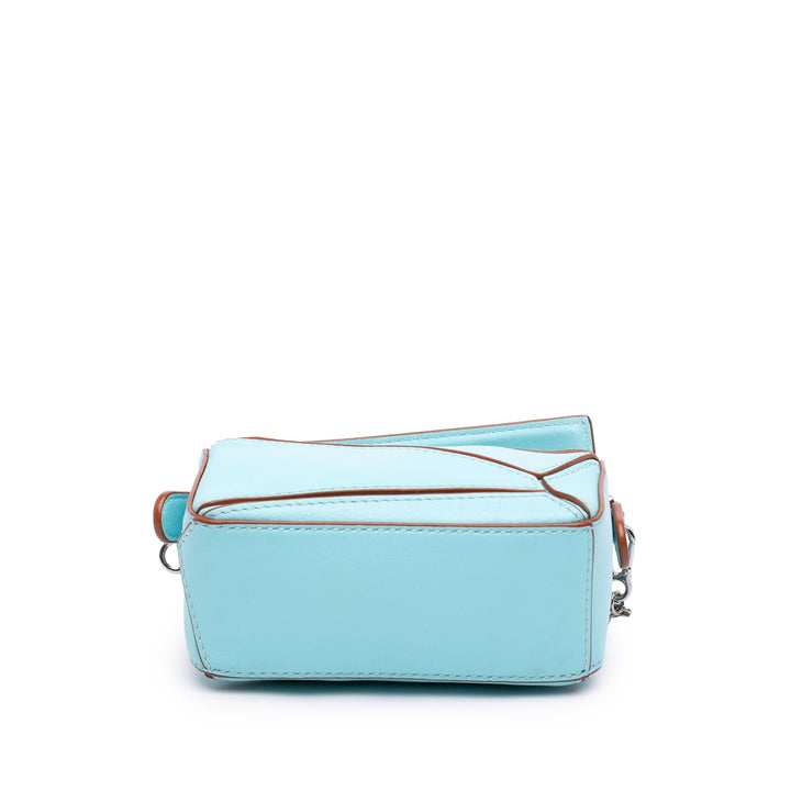 Puzzle Sac Nano Cuir de veau Bleu