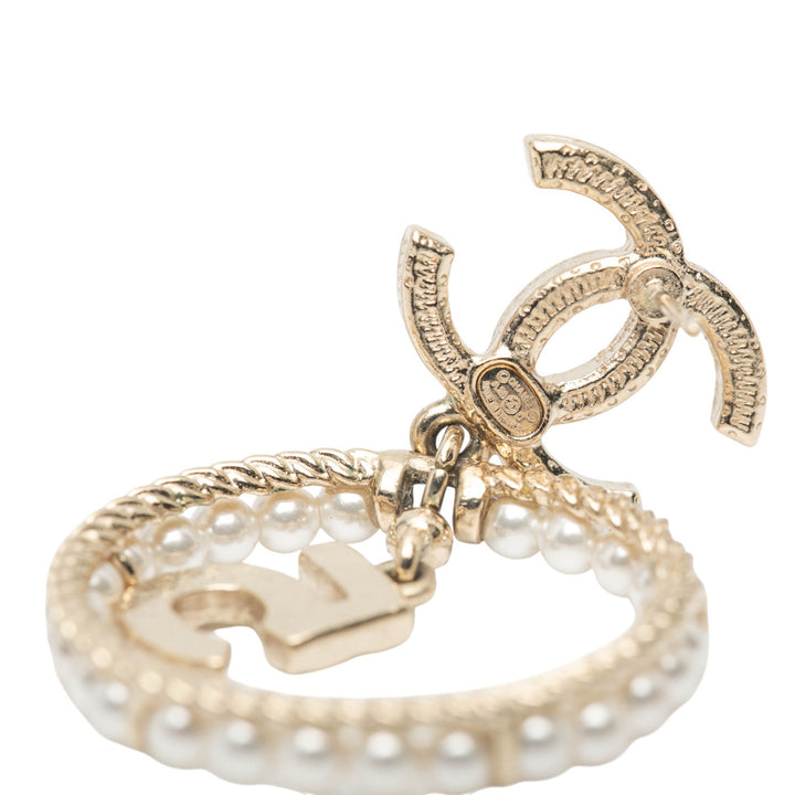 Chanel Doré Plated CC Crystal Faux Pearl and No 5 Perfume Bottle Drop Push Back Boucle d’oreilles Doré – GABY PARIS Authentique