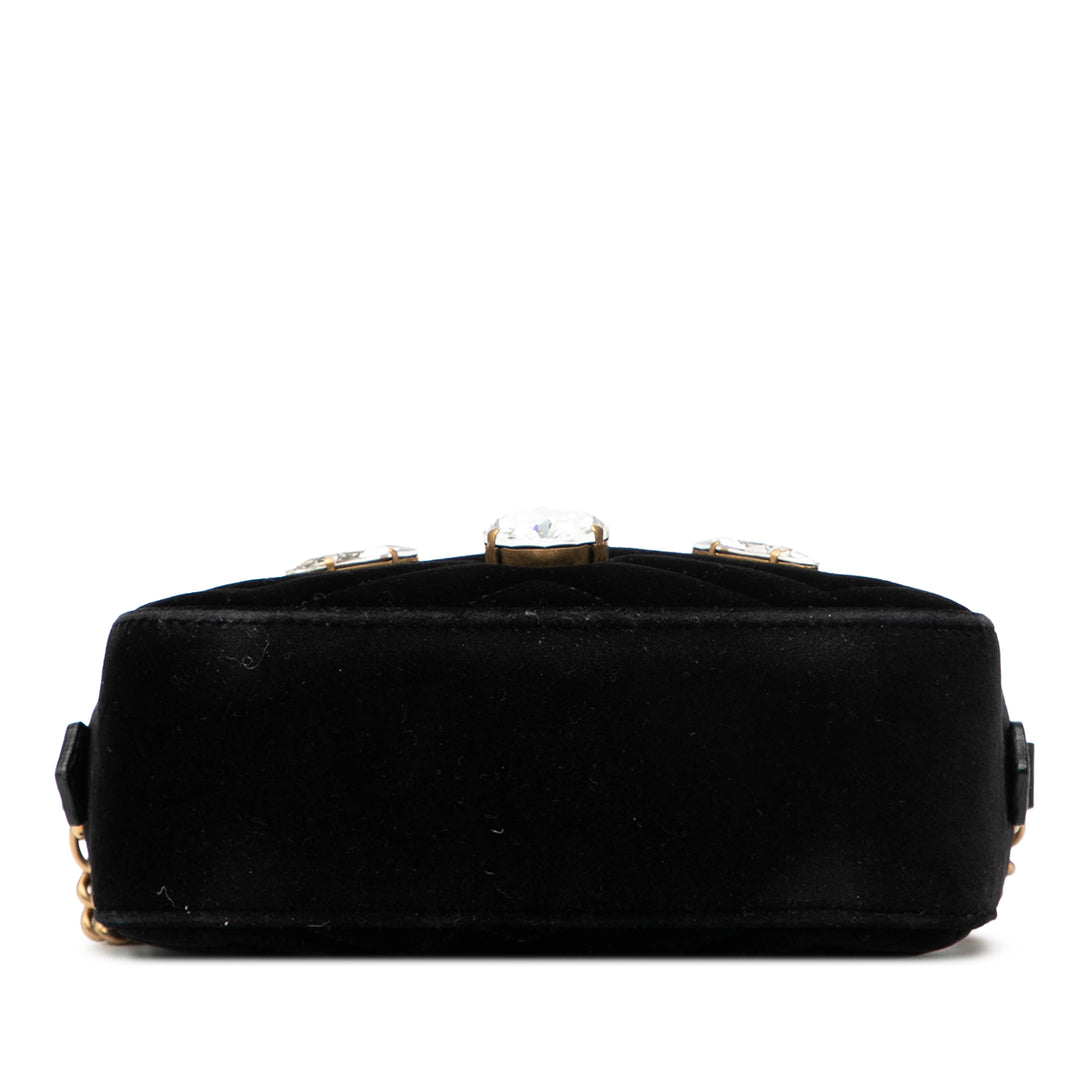 Gucci Mini GG Marmont Cristal Embellished Matelasse Velours Sac porté croisé