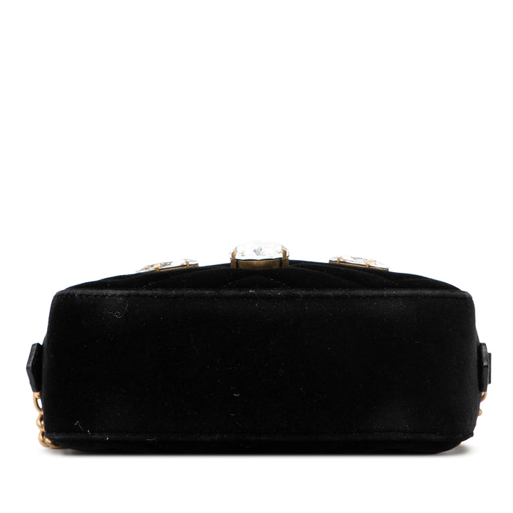 Gucci Mini GG Marmont Cristal Embellished Matelasse Velours Sac porté croisé