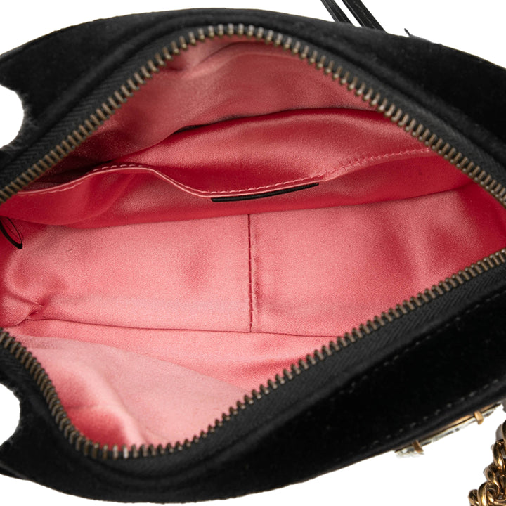 Gucci Mini GG Marmont Cristal Embellished Matelasse Velours Sac porté croisé