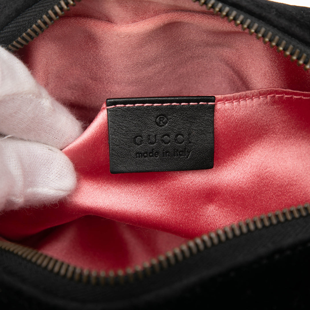 Gucci Mini GG Marmont Cristal Embellished Matelasse Velours Sac porté croisé