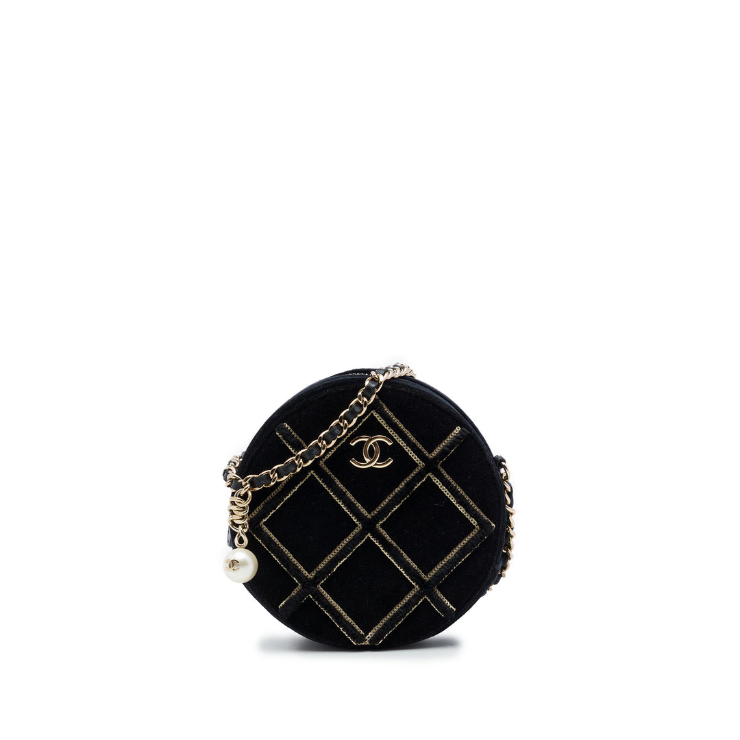 Chanel Perle Sequins Rond Sac Noir – vue principale – GABY PARIS