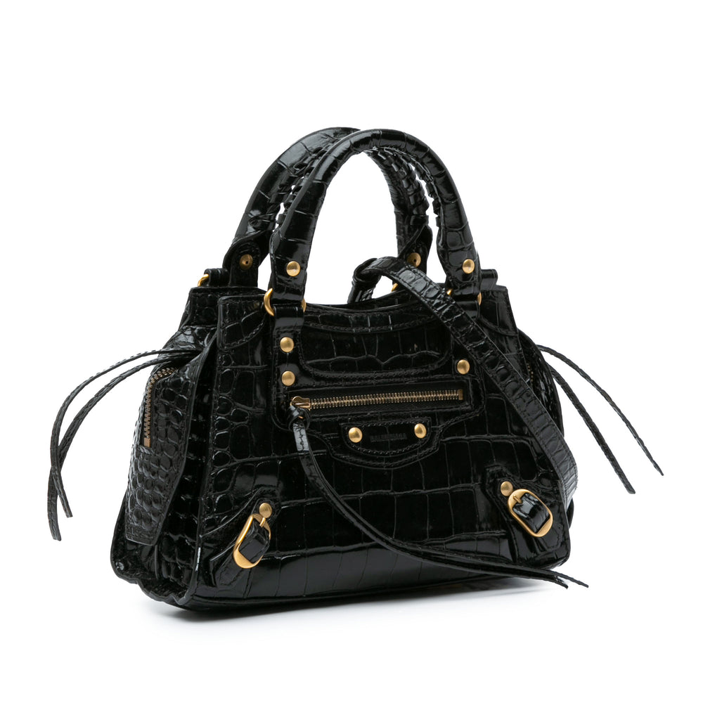 Mini Croc Embossed Neo Classic City Black - Gaby Paris