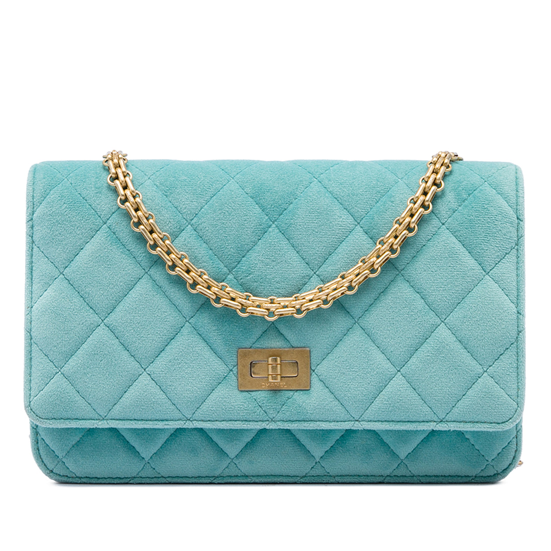 Matelassé Reissue 2.55 Wallet on Chain Bleu