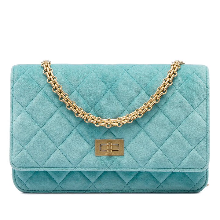 Matelassé Reissue 2.55 Wallet on Chain Bleu