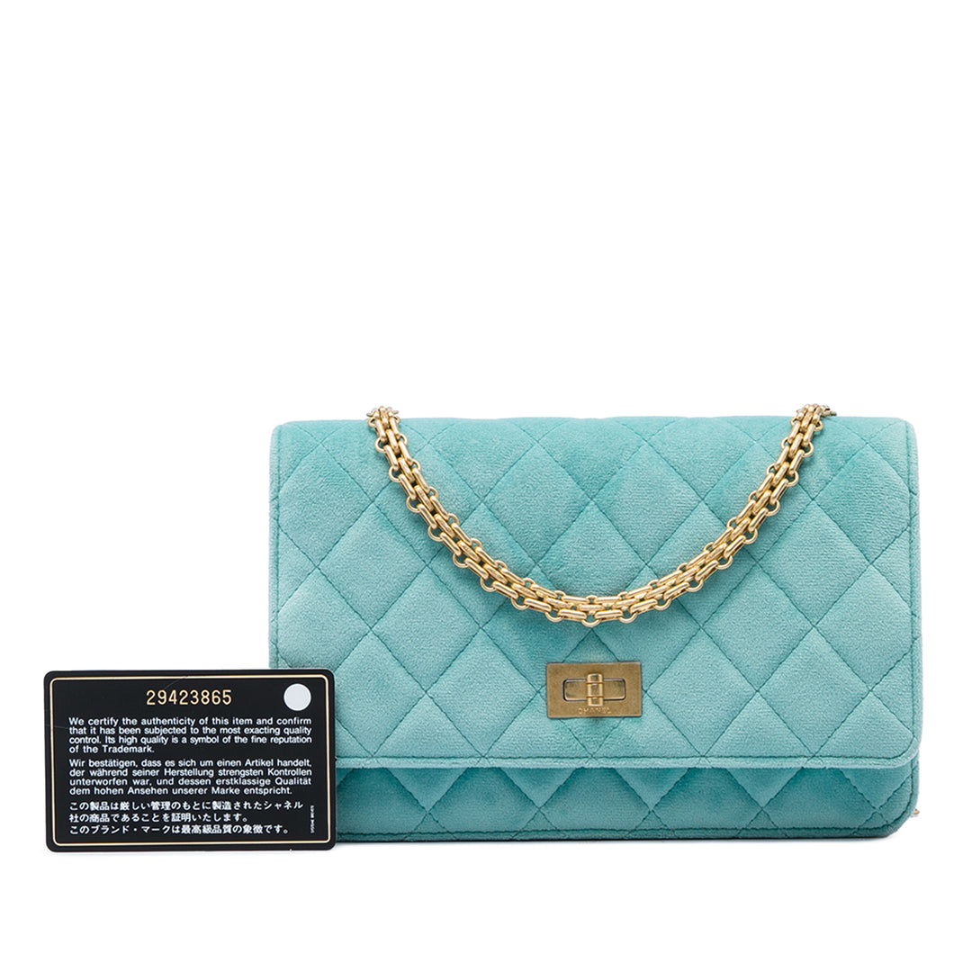 Matelassé Reissue 2.55 Wallet on Chain Bleu