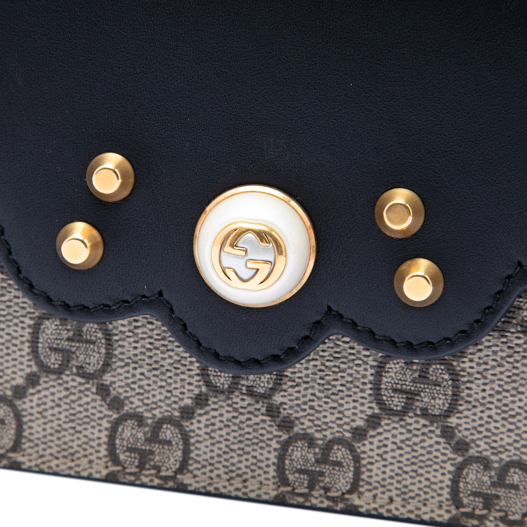 Peony Perley Wallet on Chain GG Supreme Beige