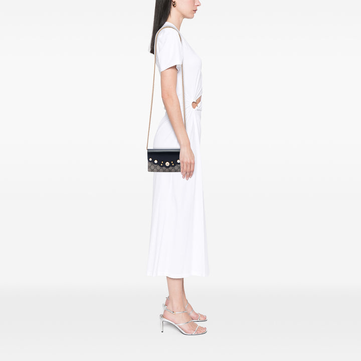 Peony Perley Wallet on Chain GG Supreme Beige