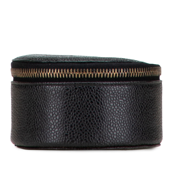 Chanel Caviar Round Travel Jewelry Étui Noir