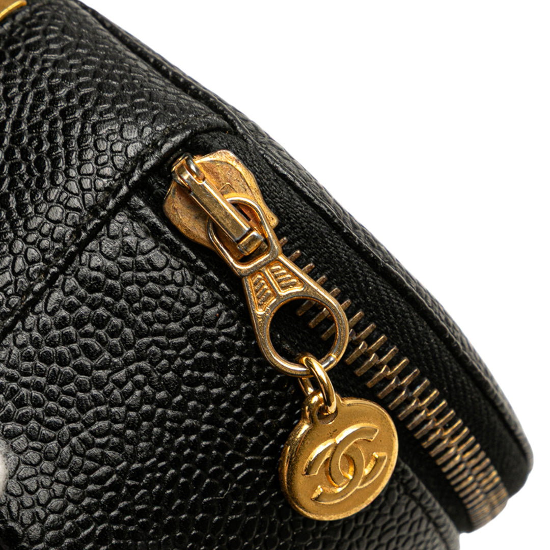 Chanel Caviar Round Travel Jewelry Étui Noir