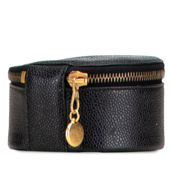 Chanel Caviar Round Travel Jewelry Étui Noir