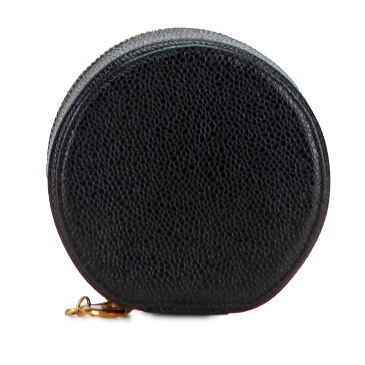 Chanel Caviar Round Travel Jewelry Étui Noir