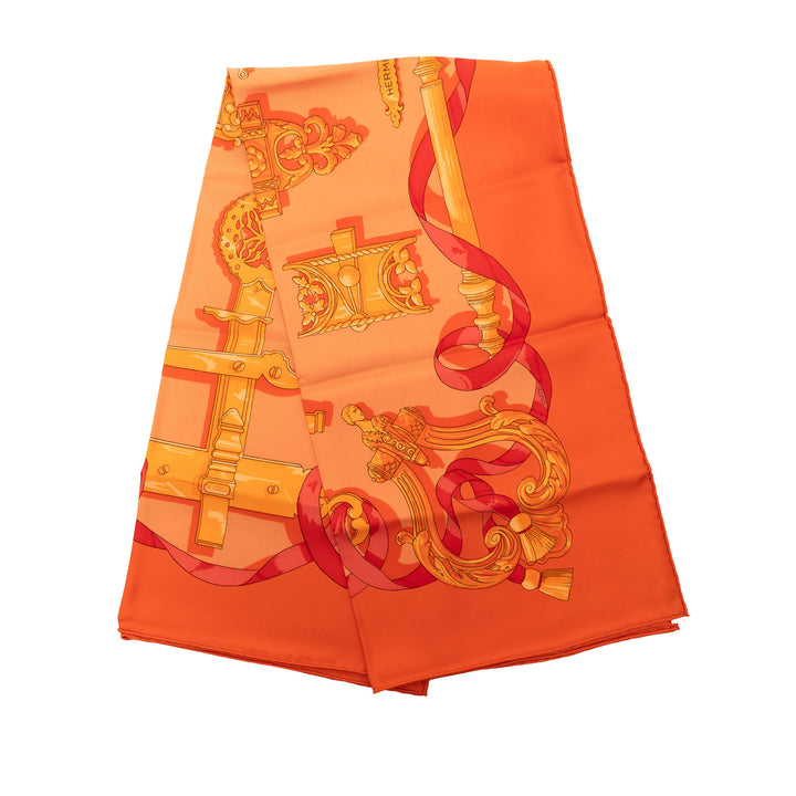 Hermès Carré Ferronnerie 90 Orange – vue principale – GABY PARIS
