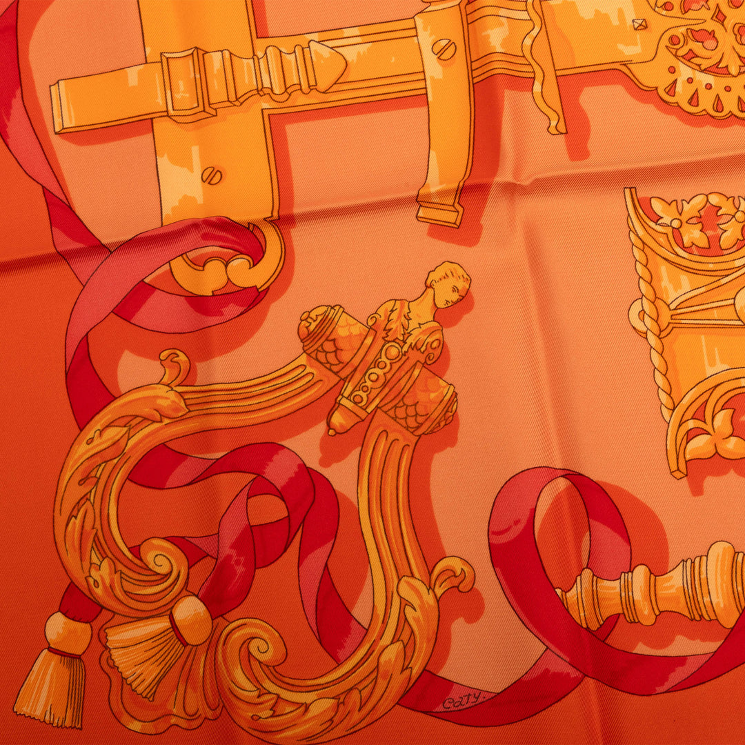 Hermès Carré Ferronnerie 90 Orange – vue 6 – GABY PARIS