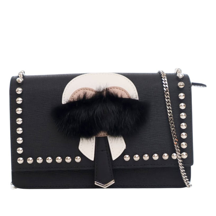 Fendi Studded Cuir Karlito Wallet on Chain Noir