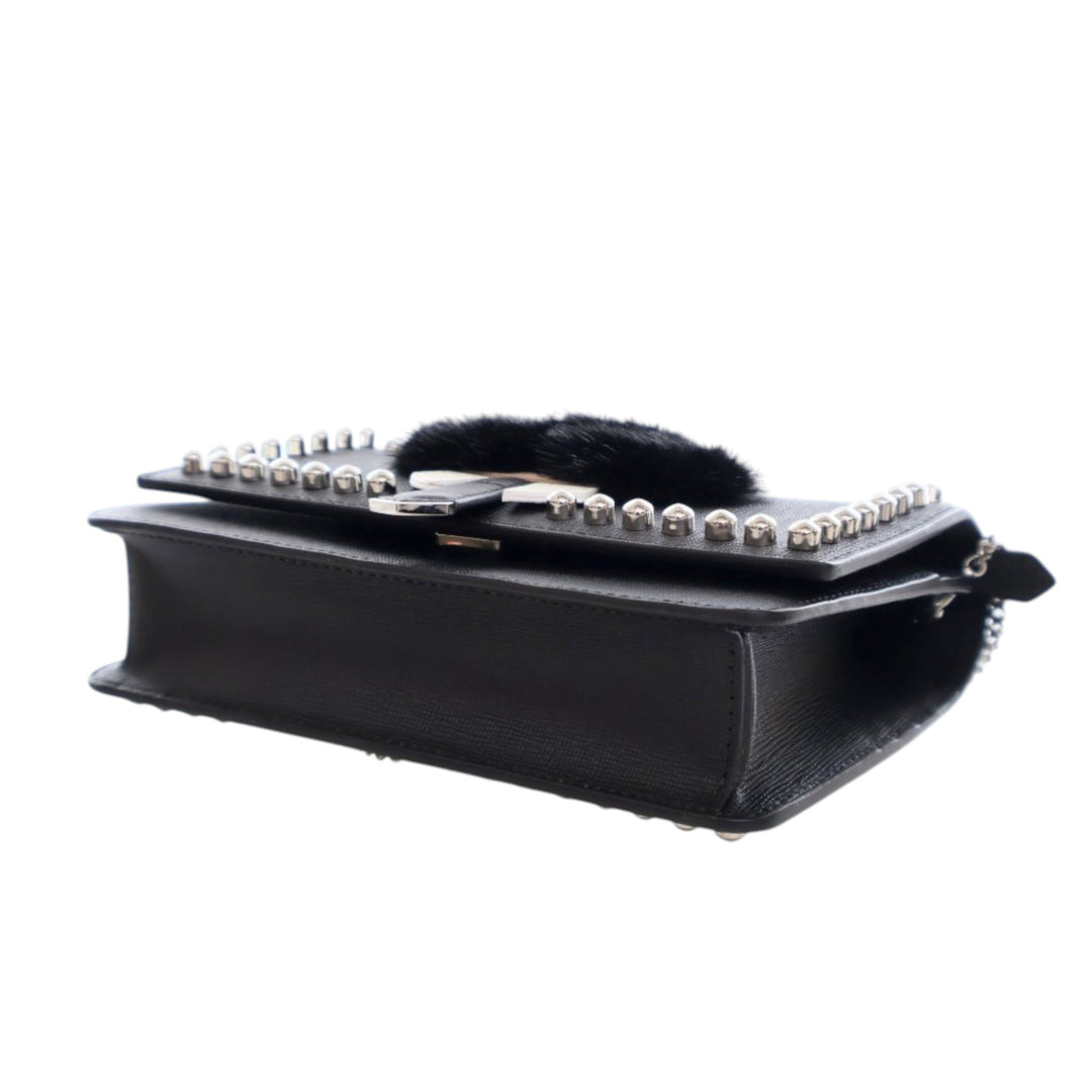 Fendi Studded Cuir Karlito Wallet on Chain Noir