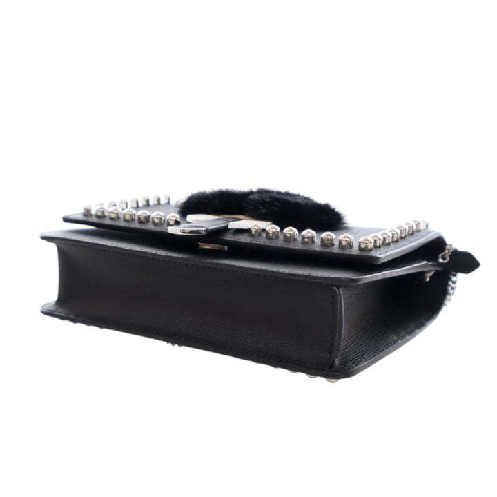 Fendi Studded Cuir Karlito Wallet on Chain Noir