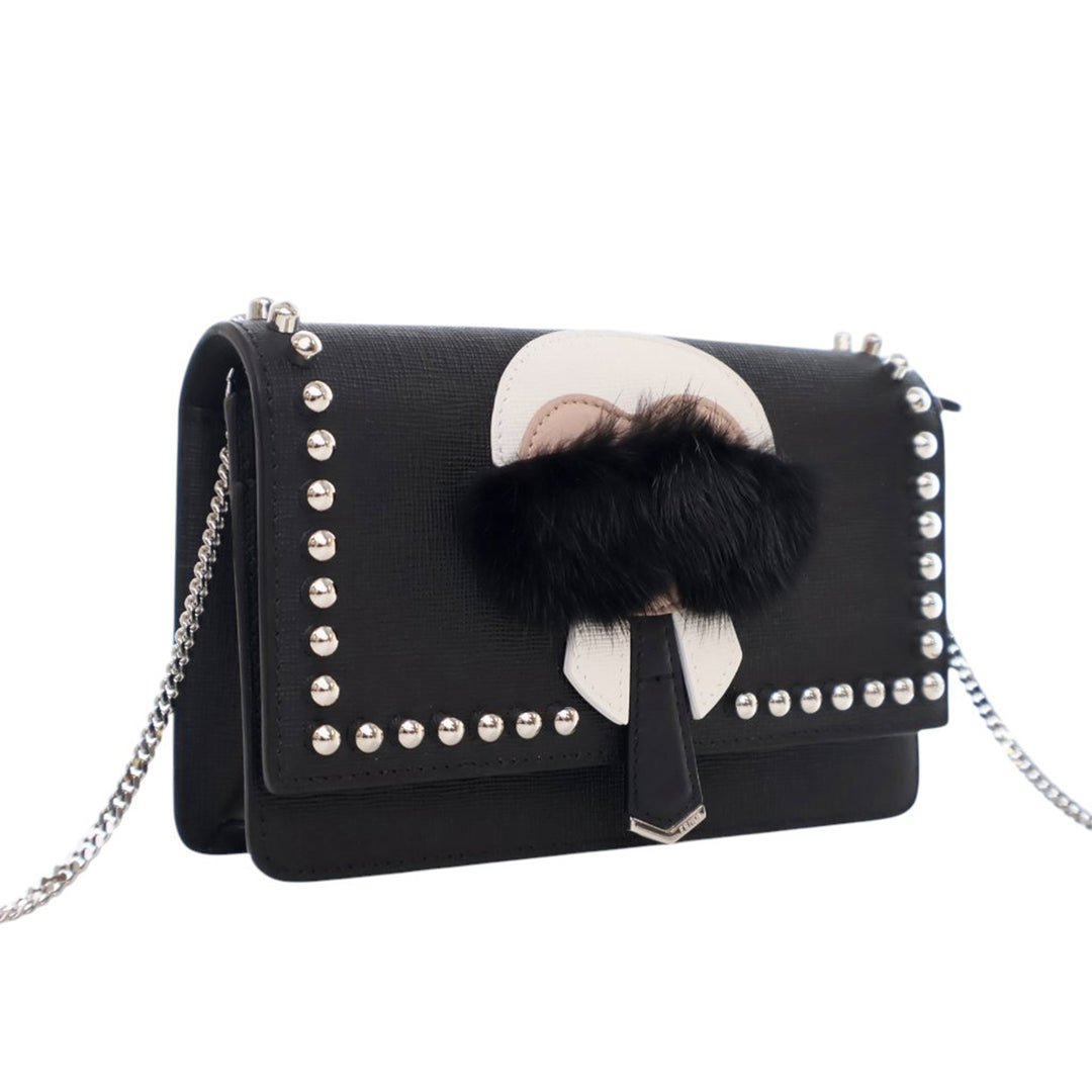 Fendi Studded Cuir Karlito Wallet on Chain Noir