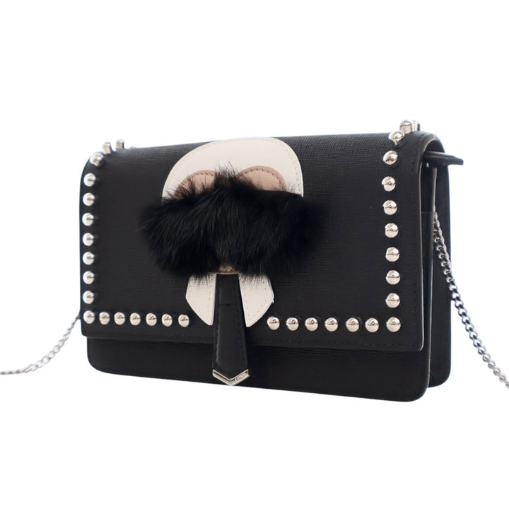 Fendi Studded Cuir Karlito Wallet on Chain Noir