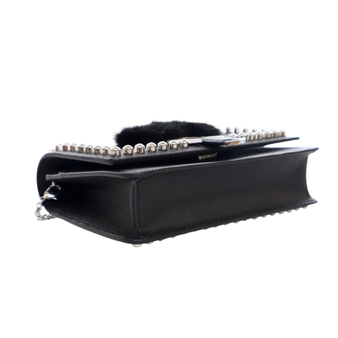 Fendi Studded Cuir Karlito Wallet on Chain Noir