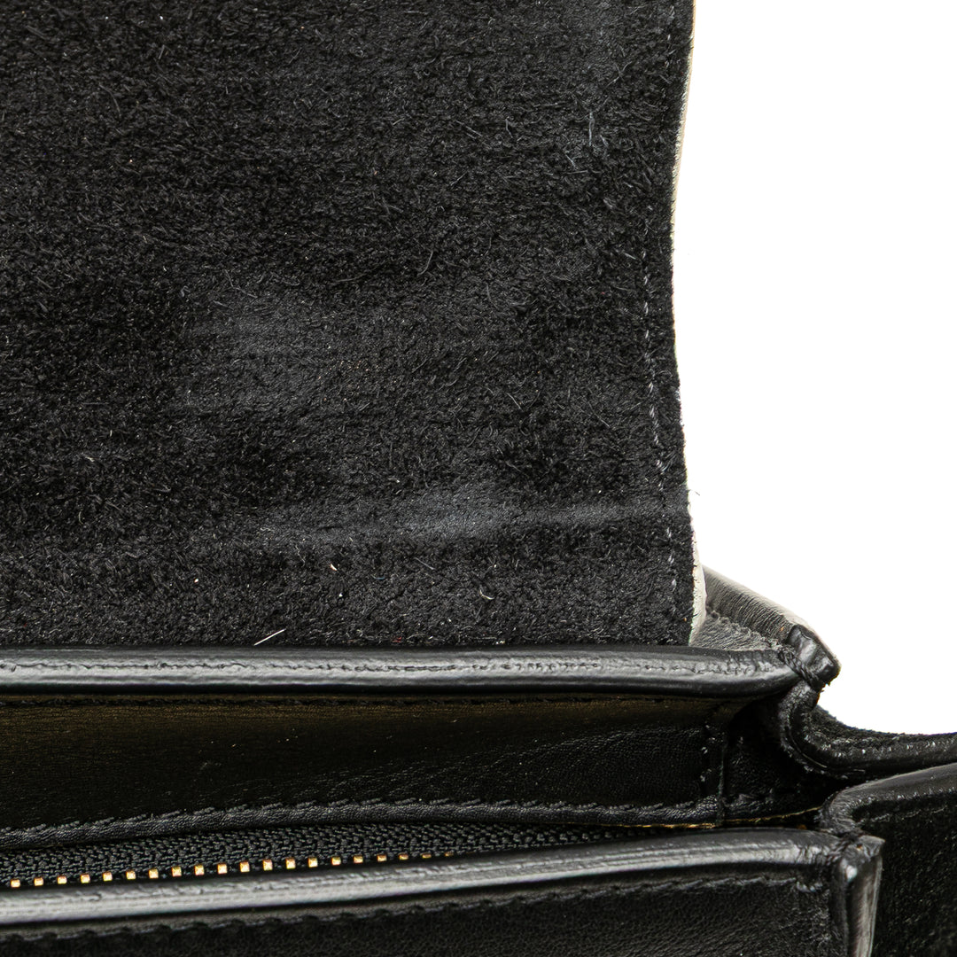 Medium Bicolor Leather Trapeze Satchel Black - Gaby Paris