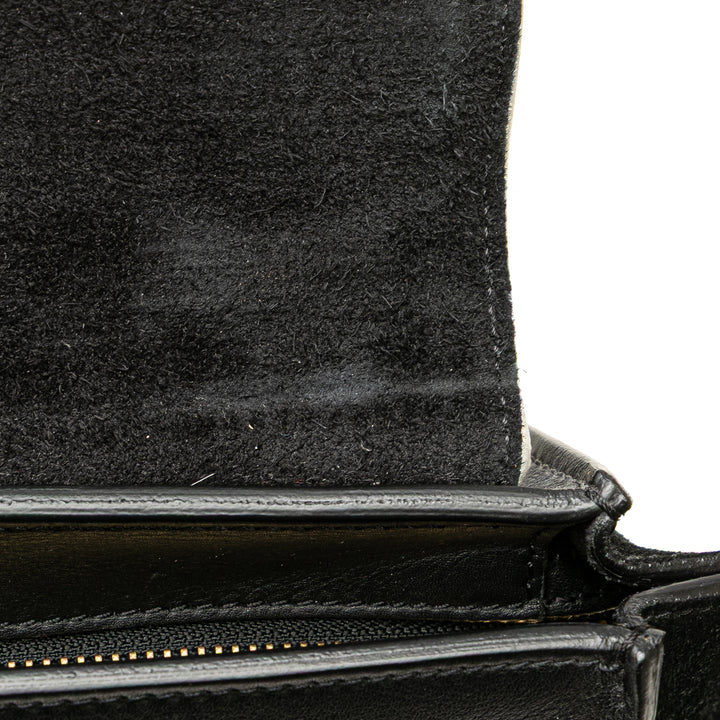 Medium Bicolor Leather Trapeze Satchel Black - Gaby Paris