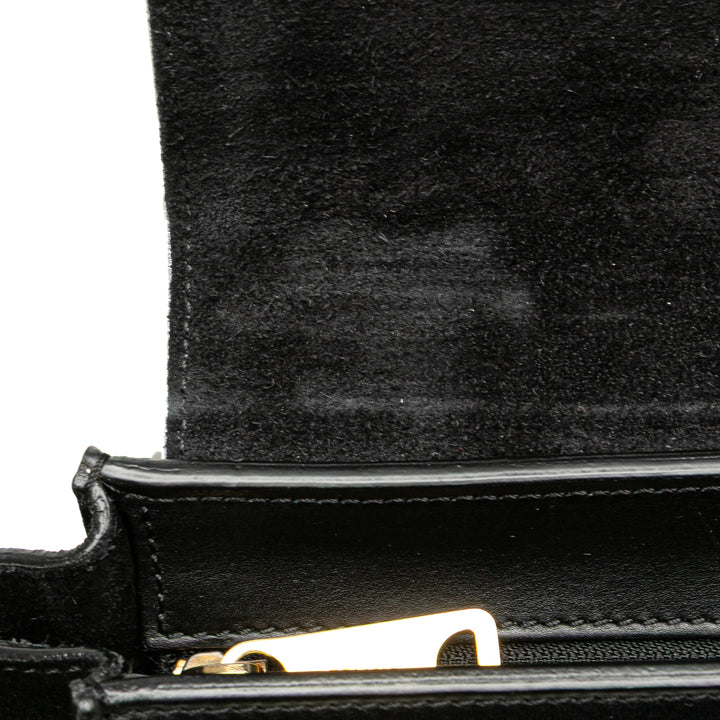 Medium Bicolor Leather Trapeze Satchel Black - Gaby Paris