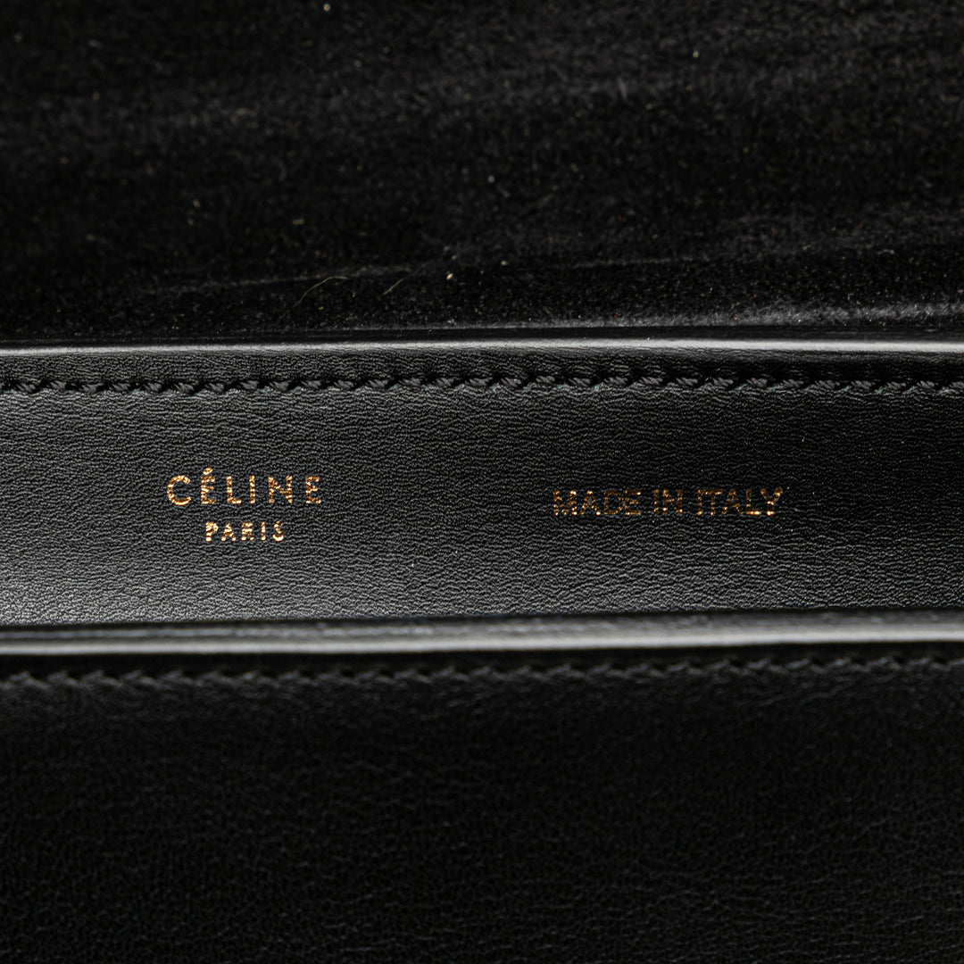 Medium Bicolor Leather Trapeze Satchel Black - Gaby Paris