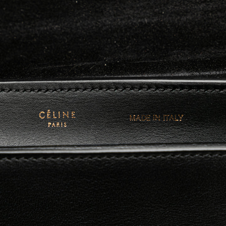 Medium Bicolor Leather Trapeze Satchel Black - Gaby Paris