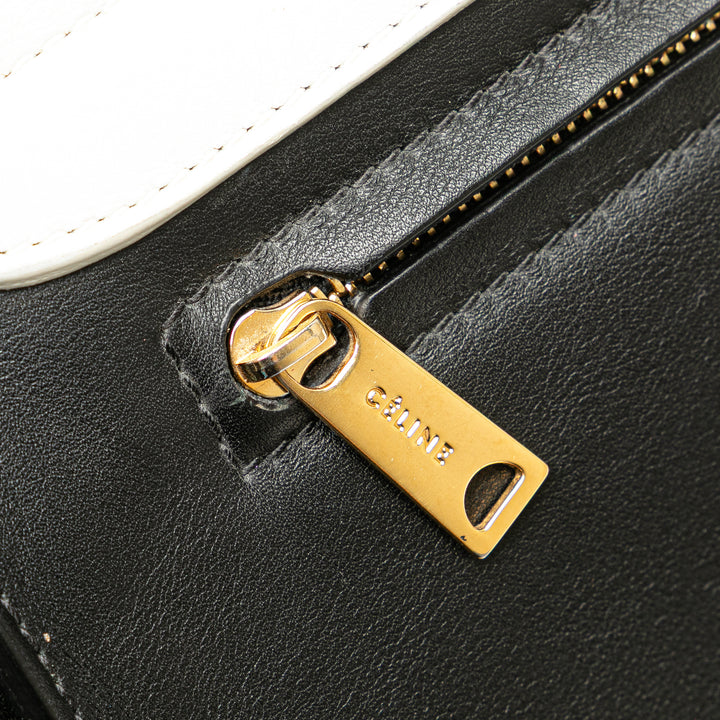 Medium Bicolor Leather Trapeze Satchel Black - Gaby Paris