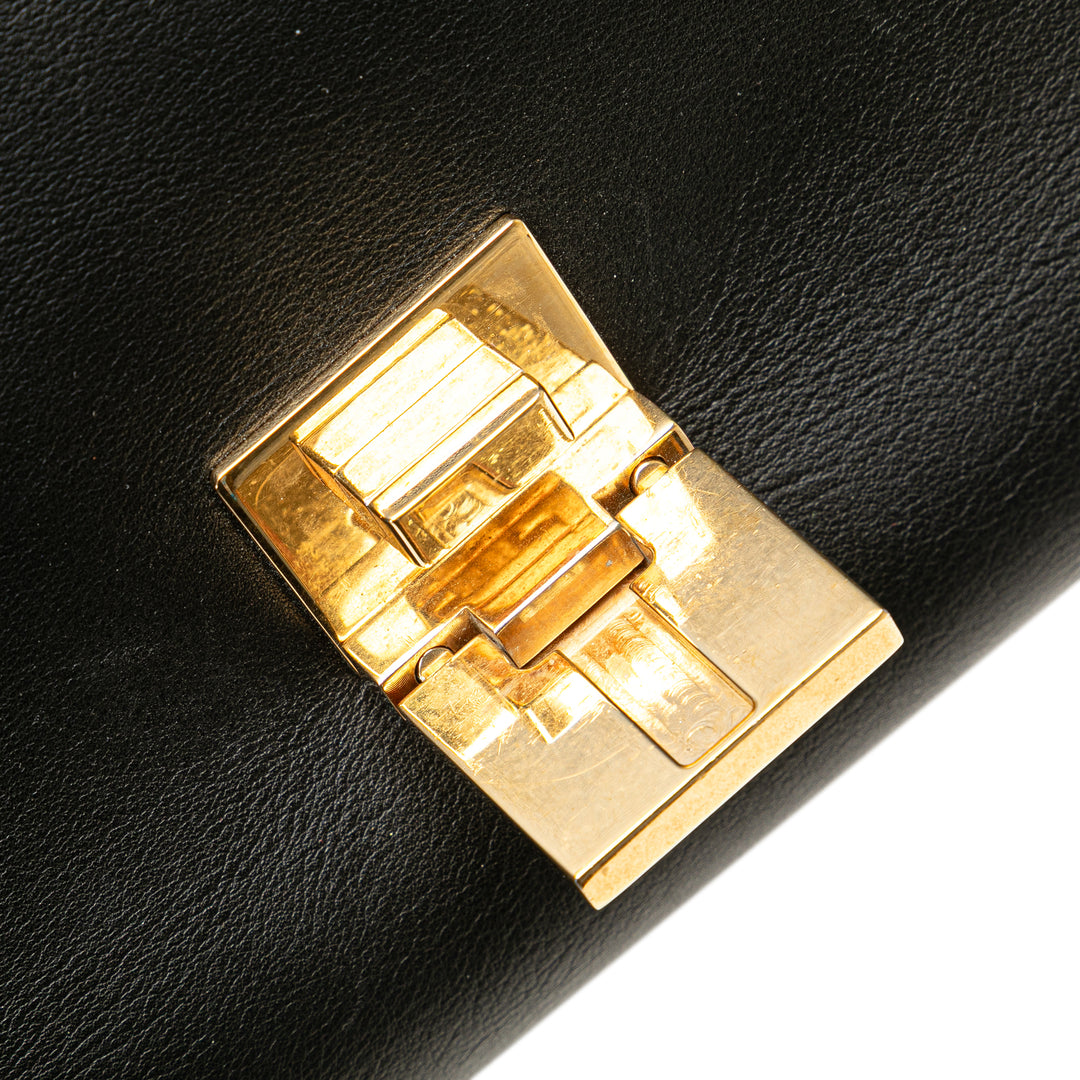 Medium Bicolor Leather Trapeze Satchel Black - Gaby Paris