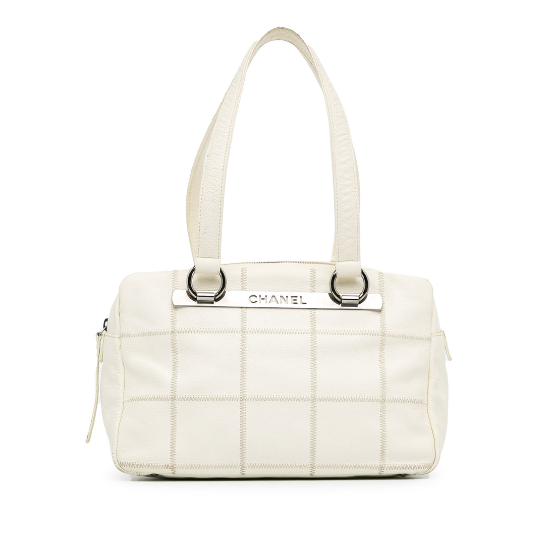 Square Stitch LAX Bowler Bag White - Gaby Paris