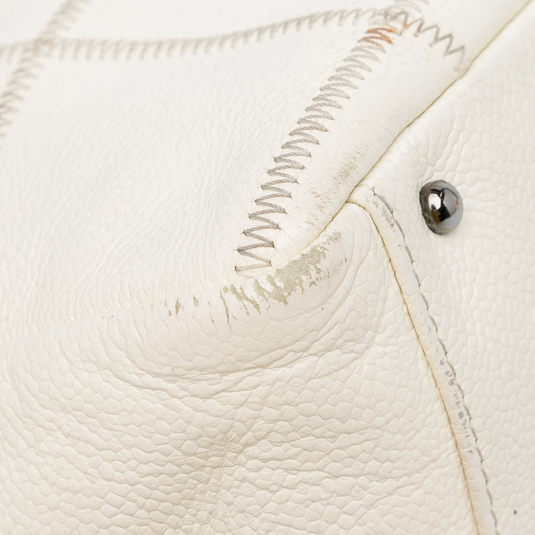 Square Stitch LAX Bowler Bag White - Gaby Paris