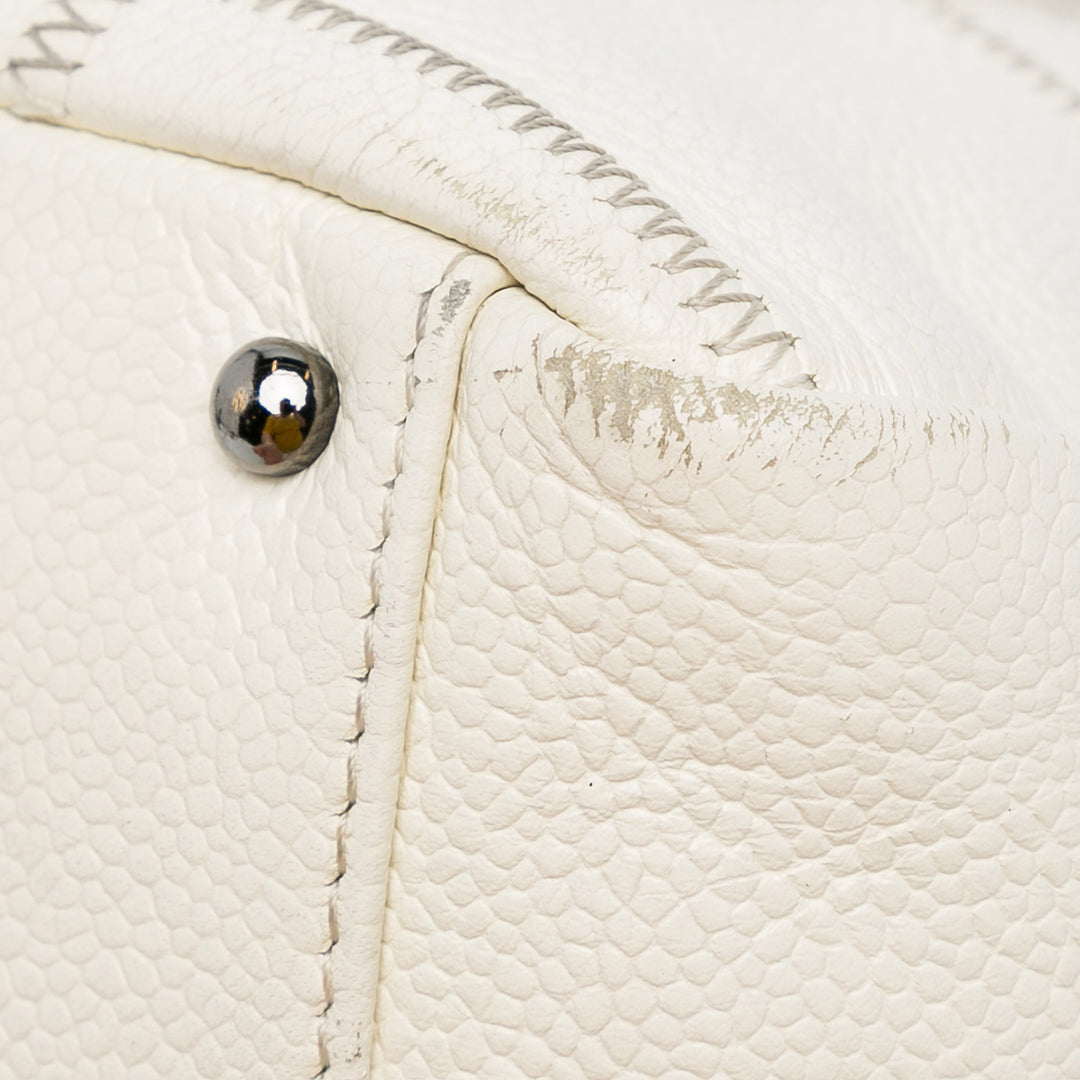 Square Stitch LAX Bowler Bag White - Gaby Paris