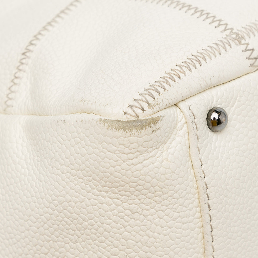 Square Stitch LAX Bowler Bag White - Gaby Paris