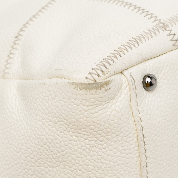 Square Stitch LAX Bowler Bag White - Gaby Paris