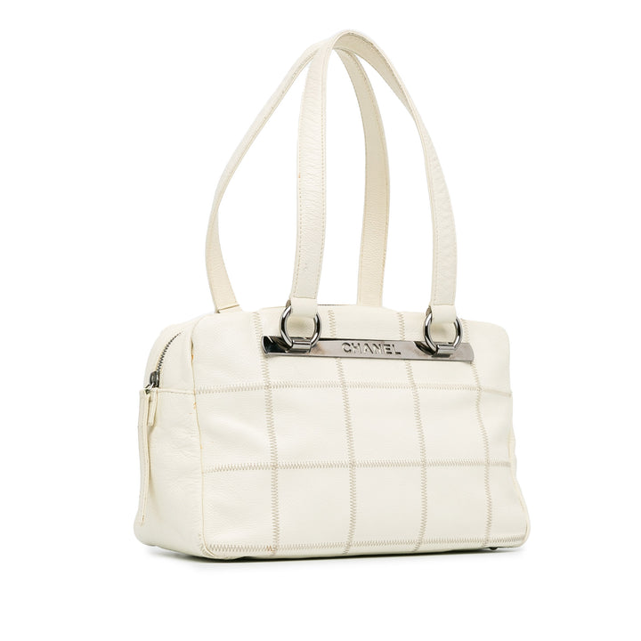 Square Stitch LAX Bowler Bag White - Gaby Paris