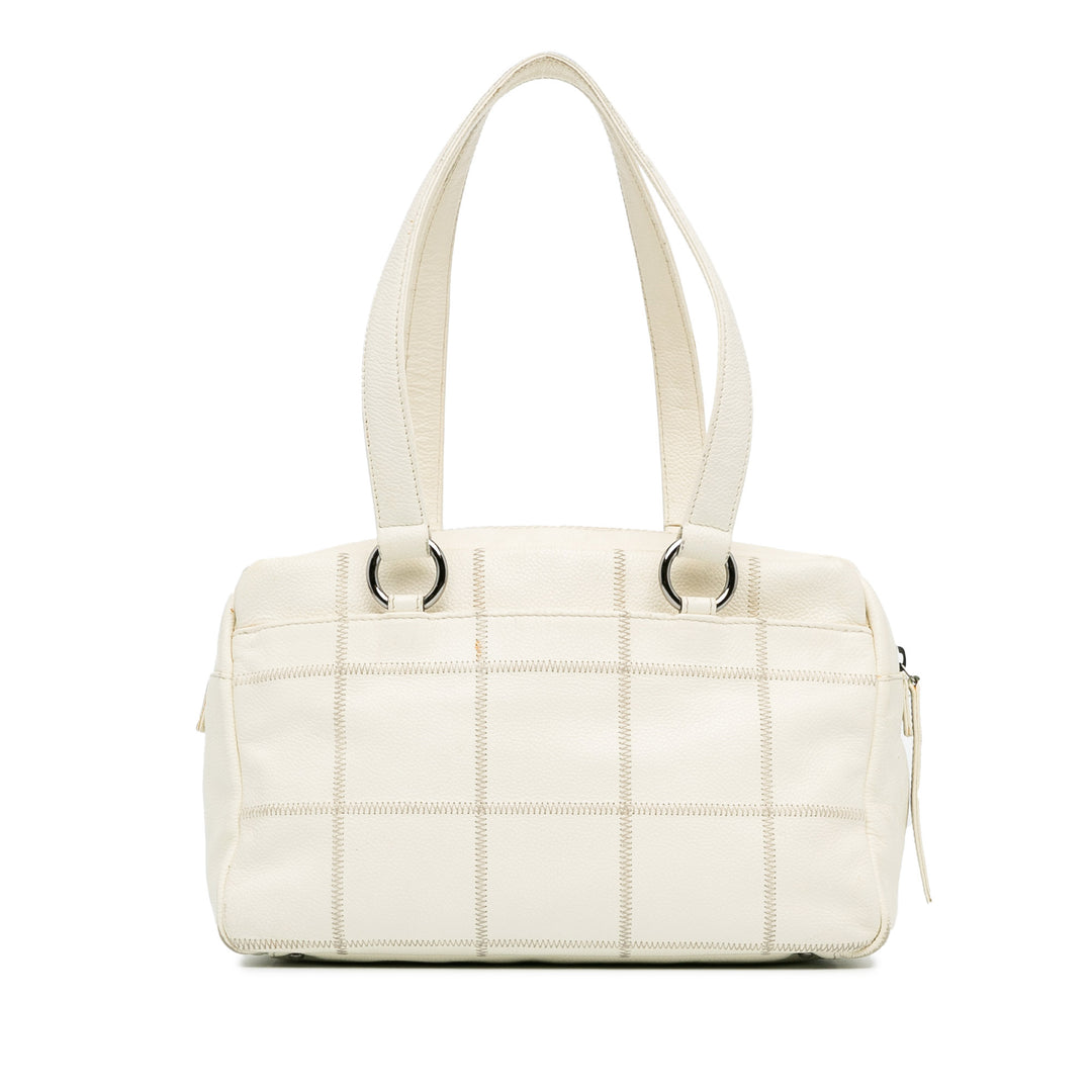 Square Stitch LAX Bowler Bag White - Gaby Paris