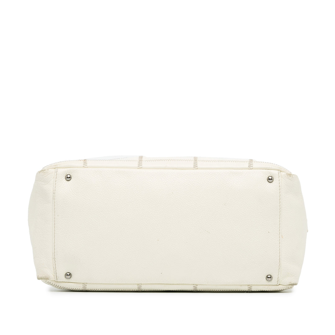 Square Stitch LAX Bowler Bag White - Gaby Paris