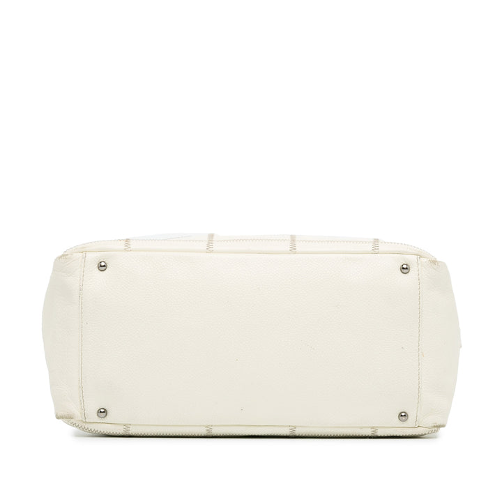 Square Stitch LAX Bowler Bag White - Gaby Paris