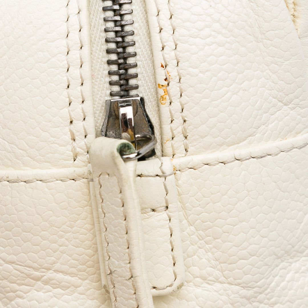 Square Stitch LAX Bowler Bag White - Gaby Paris