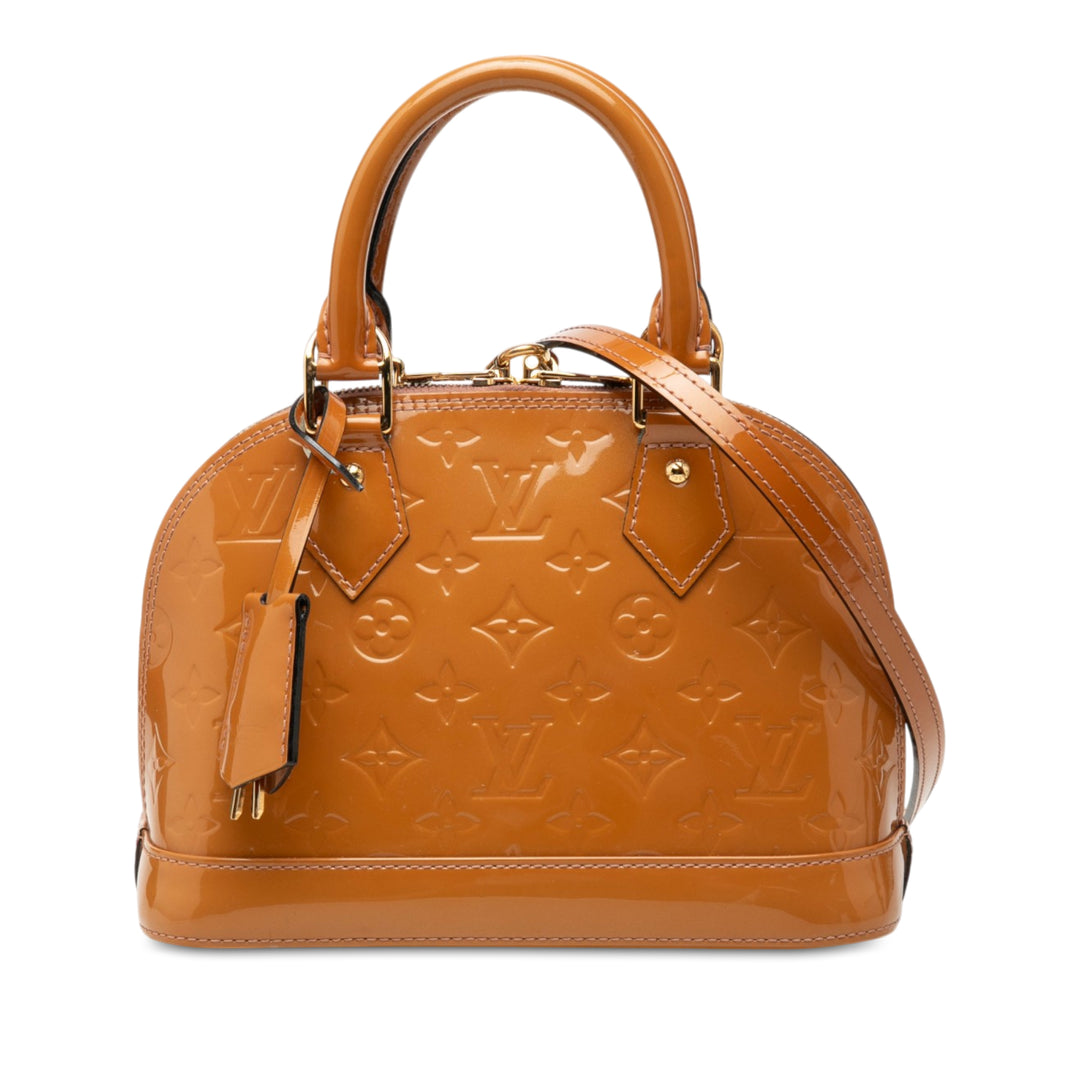Louis Vuitton Alma BB Cuir verni Monogram Marron – vue principale – GABY PARIS