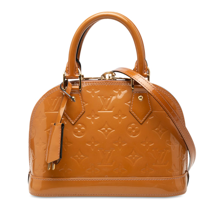 Louis Vuitton Alma BB Cuir verni Monogram Marron – vue principale – GABY PARIS