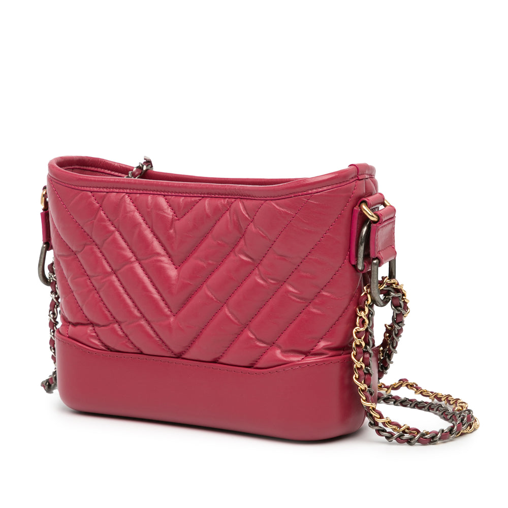 Small Chevron Aged Calfskin Gabrielle Crossbody Pink - Gaby Paris