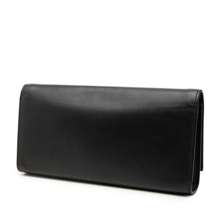 Cassandre Pompon Pochette Cuir de veau lisse Noir