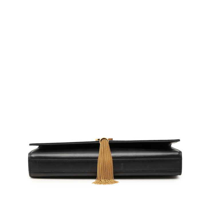 Cassandre Pompon Pochette Cuir de veau lisse Noir