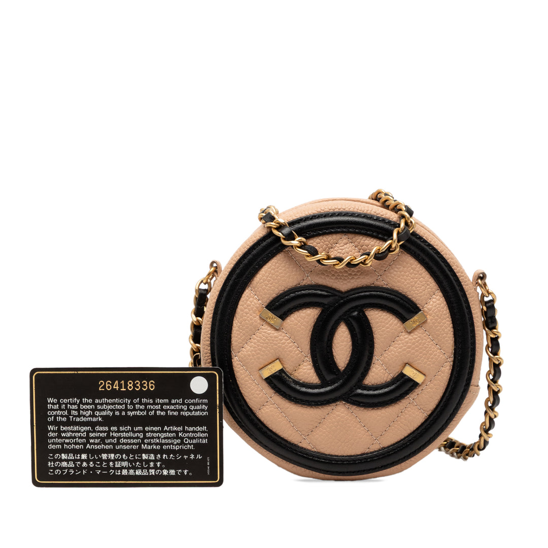 Chanel Caviar CC Filigree Rond Sac porté croisé