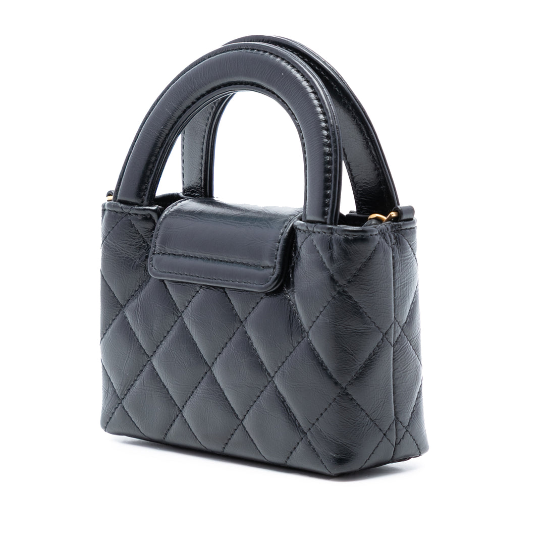 Chanel Mini Nano vieilli Cuir de veau Kelly Shopper Sac
