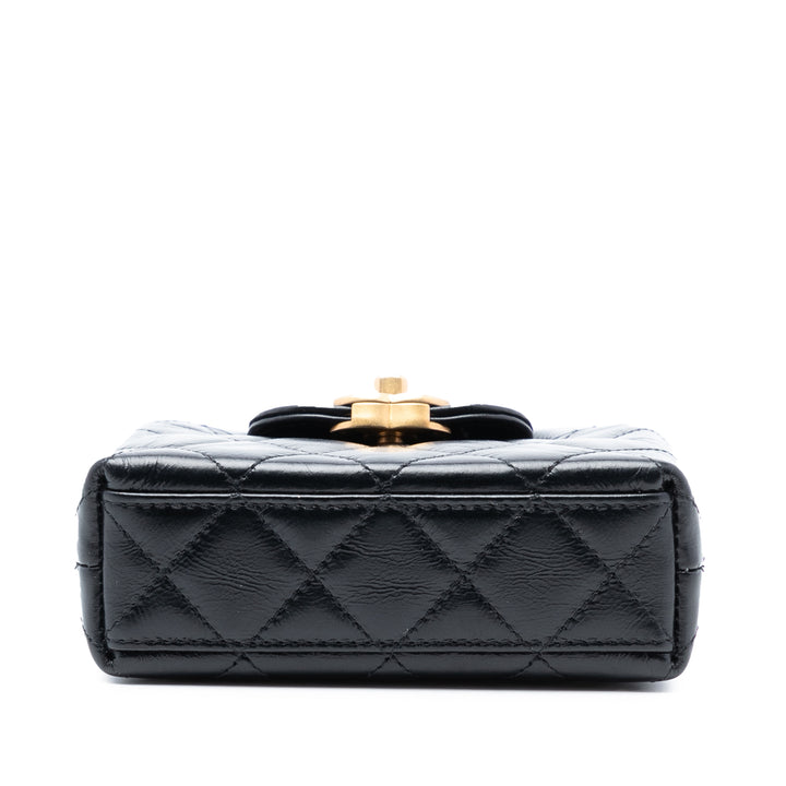 Chanel Mini Nano vieilli Cuir de veau Kelly Shopper Sac